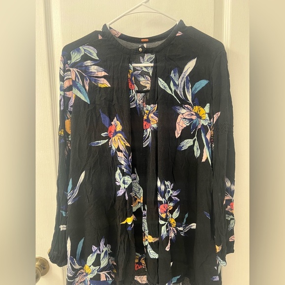 Free People Electric Orchid Print Black Swing Tuni(Size S) - Picture 7 of 10